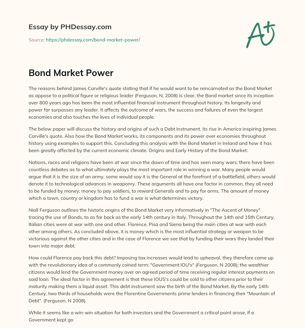 Bond Market Power essay
