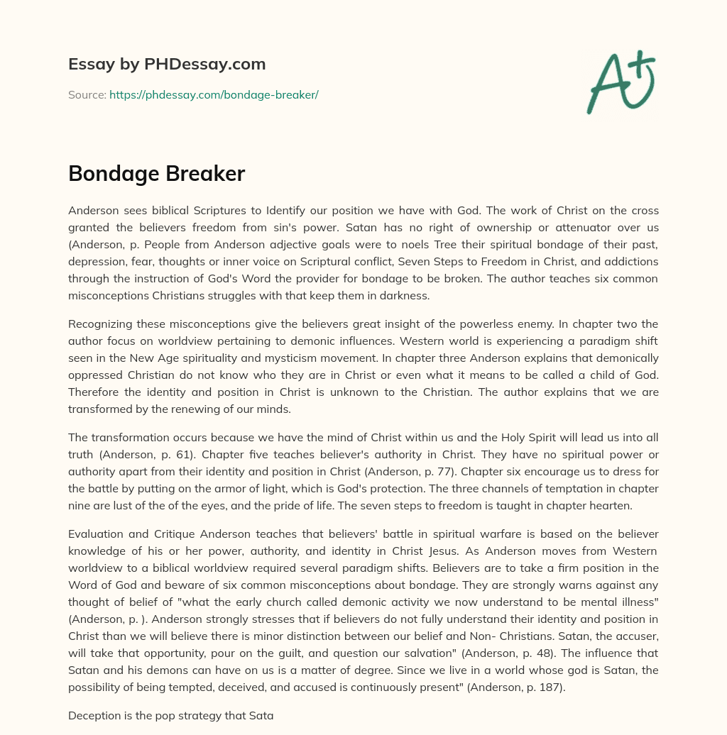 Bondage Breaker essay