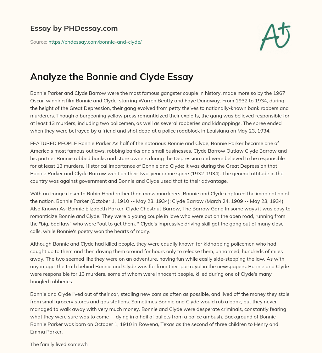 The Infamous Bonnie and Clyde: America’s Most Notorious Gangster Couple essay