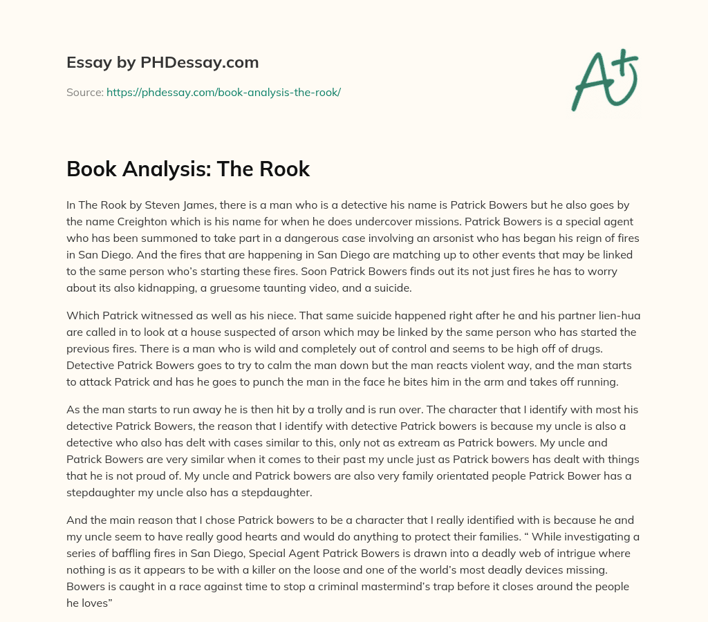 Book Analysis: The Rook essay