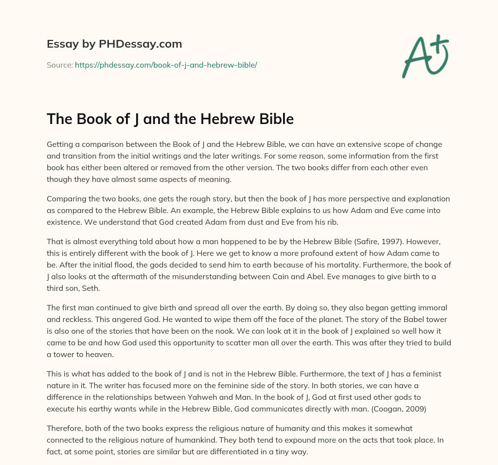 The Book of J and the Hebrew Bible essay
