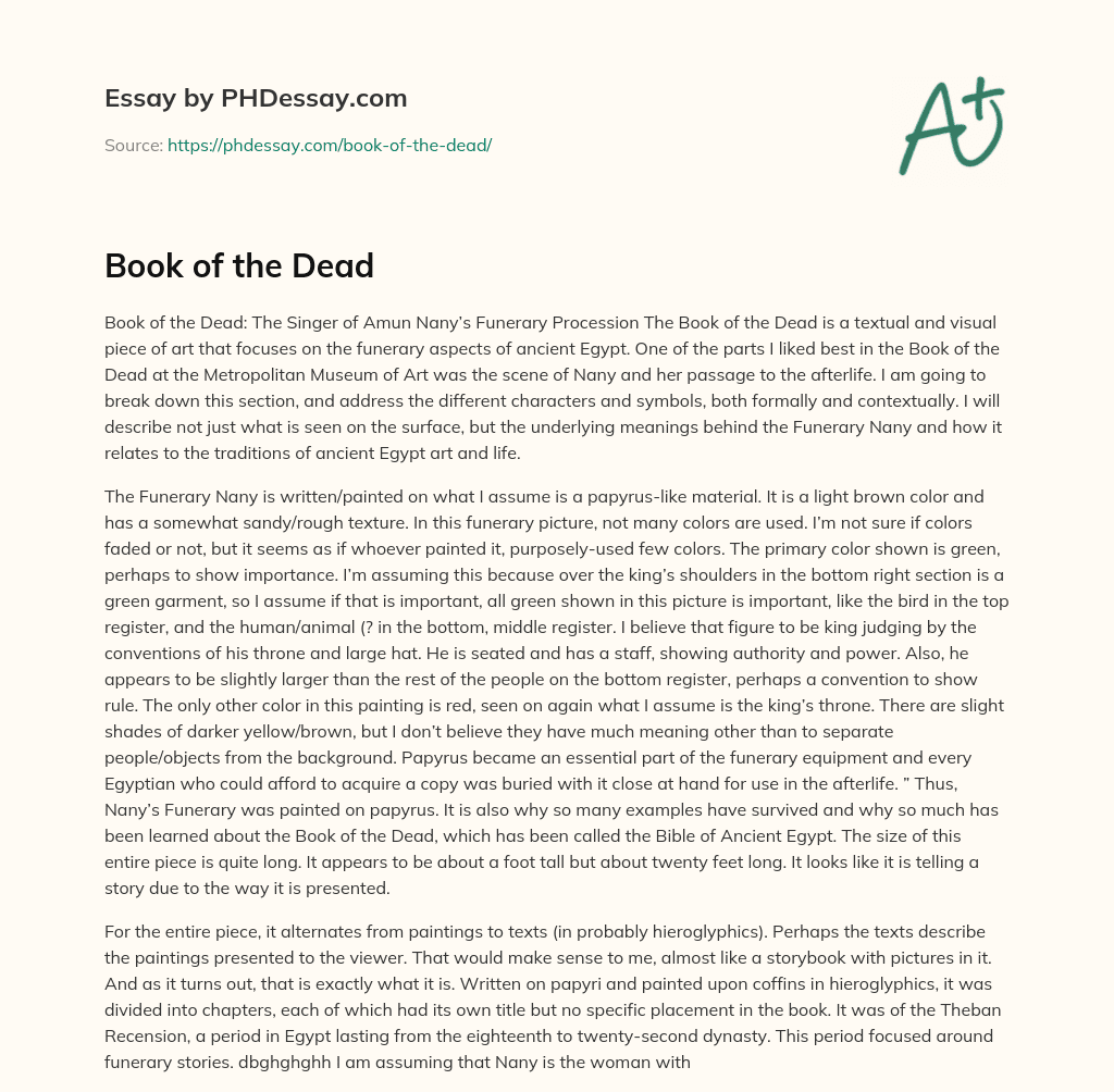 the book of the dead essay