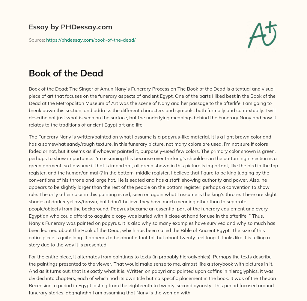 Book of the Dead essay