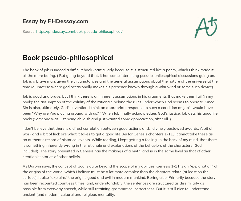 Book pseudo-philosophical essay
