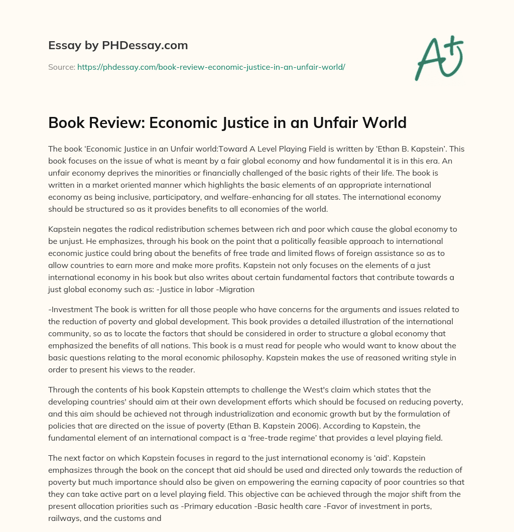 Book Review: Economic Justice in an Unfair World essay