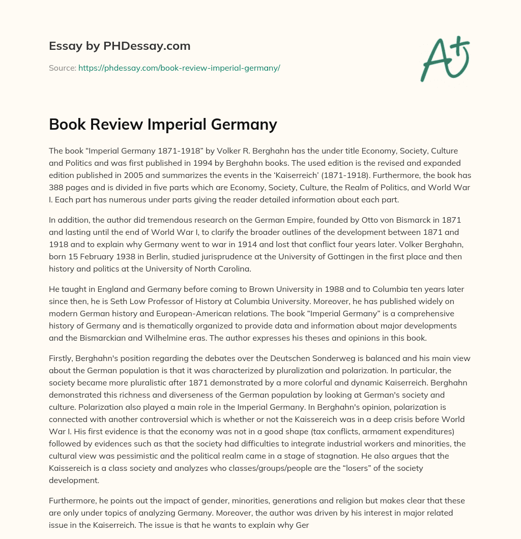 Book Review Imperial Germany essay