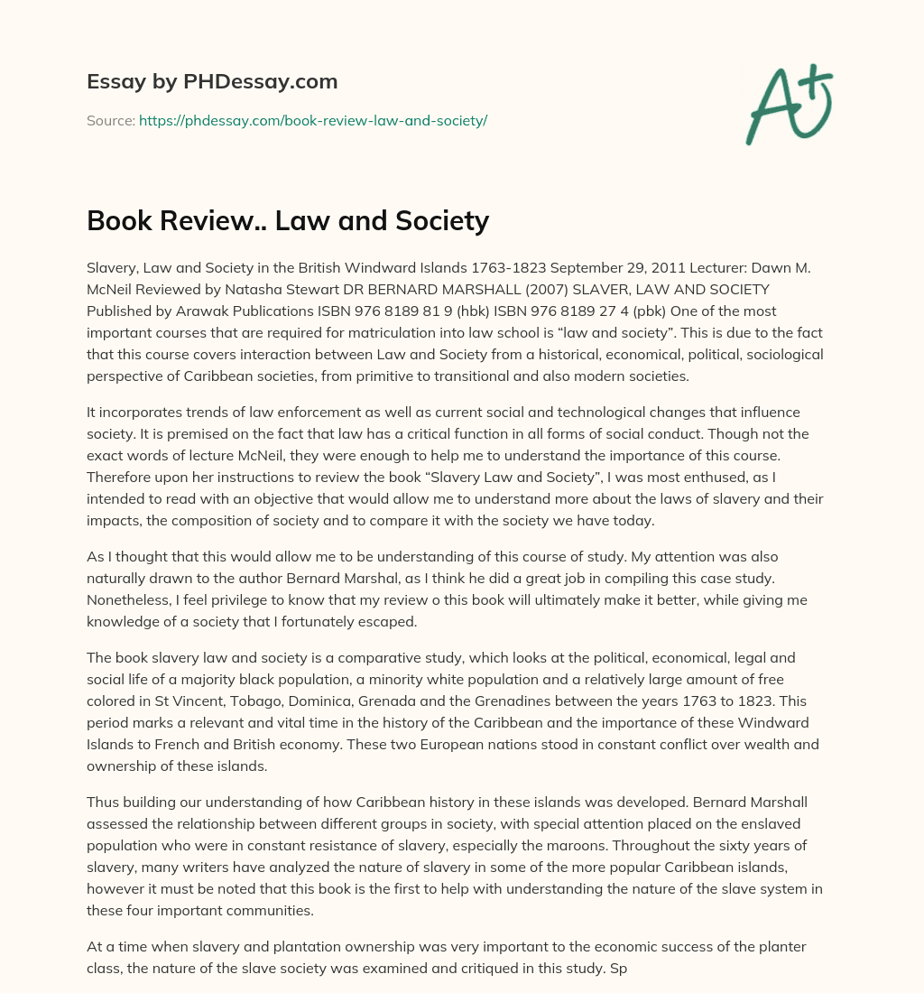 Book Review.. Law and Society essay