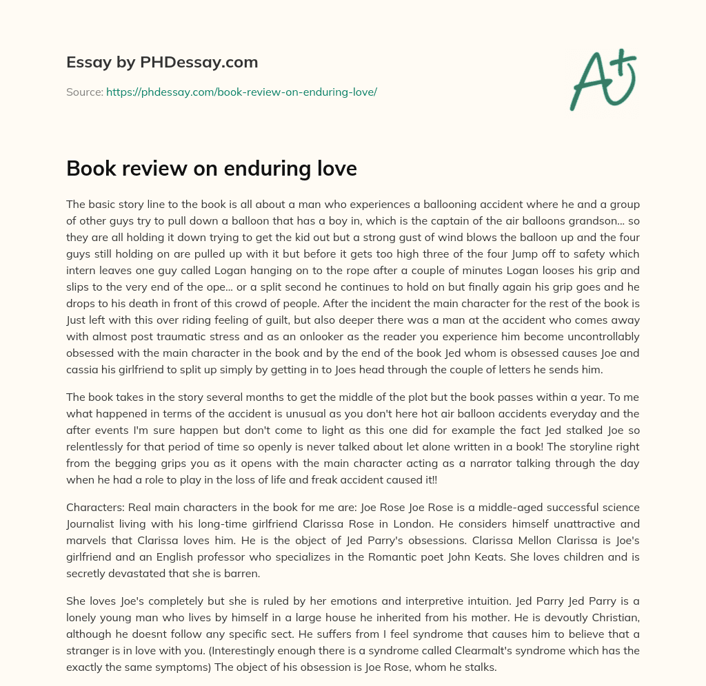 Book review on enduring love essay