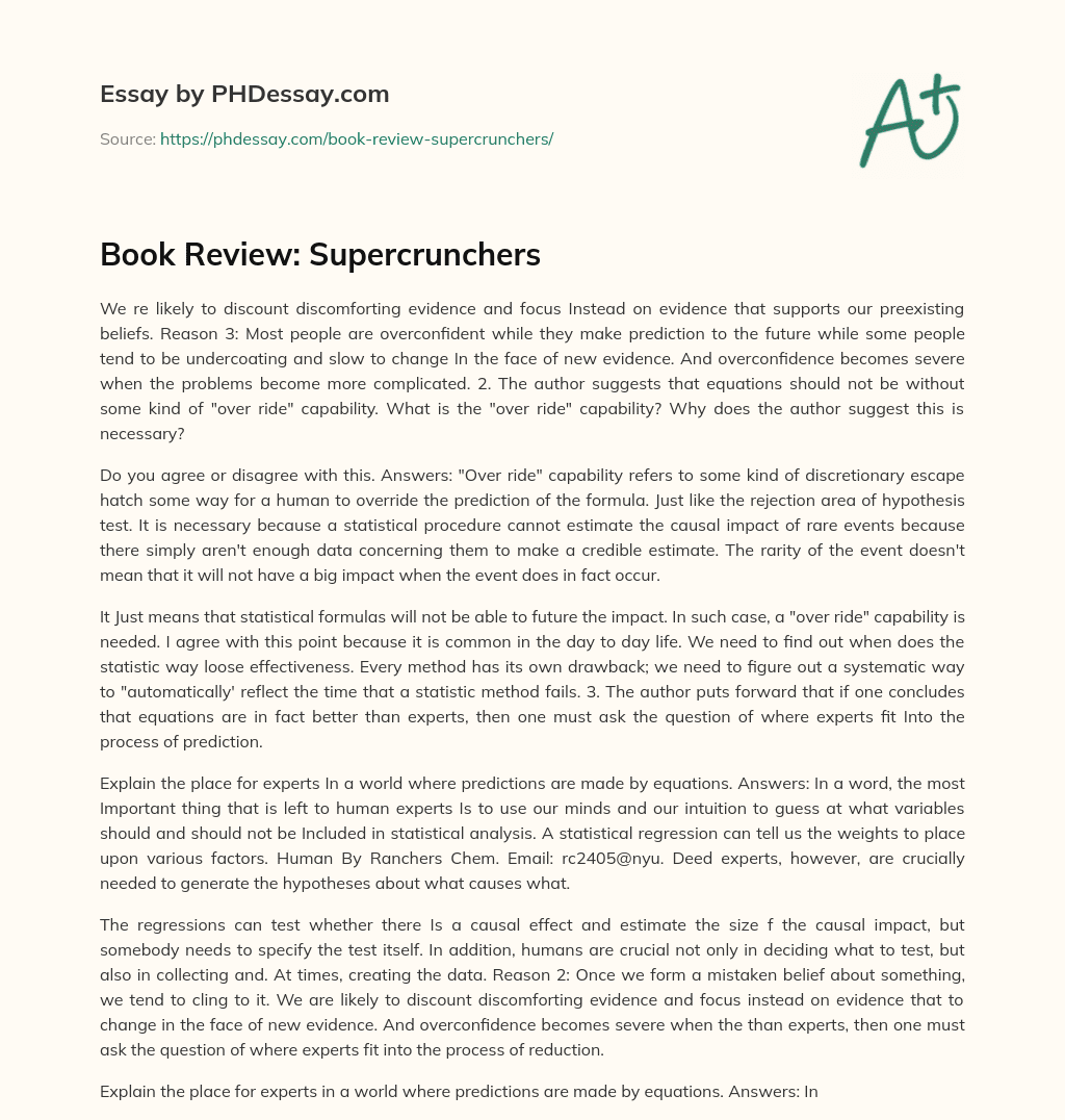 Book Review: Supercrunchers essay