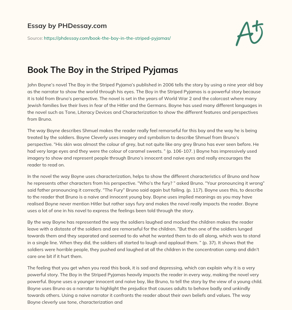 Book The Boy in the Striped Pyjamas essay