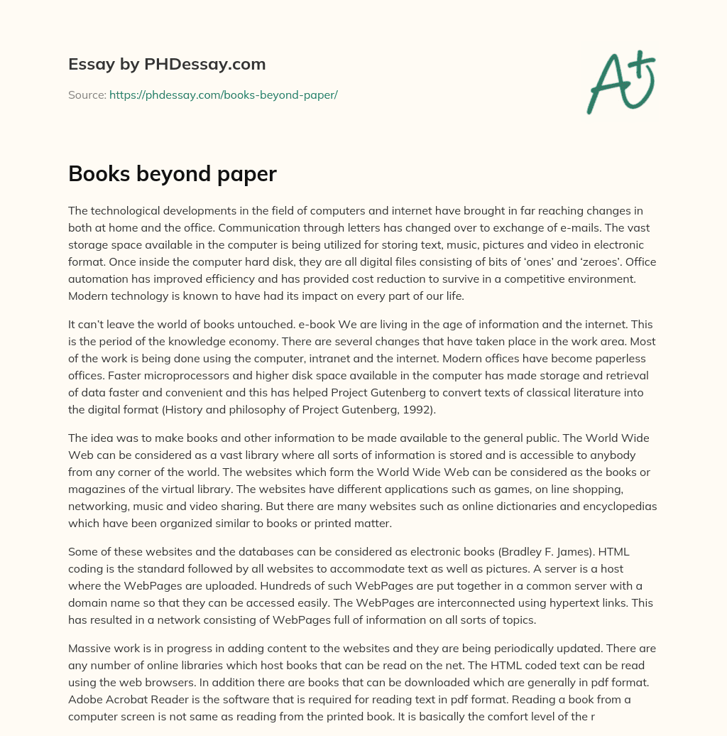 Books beyond paper essay