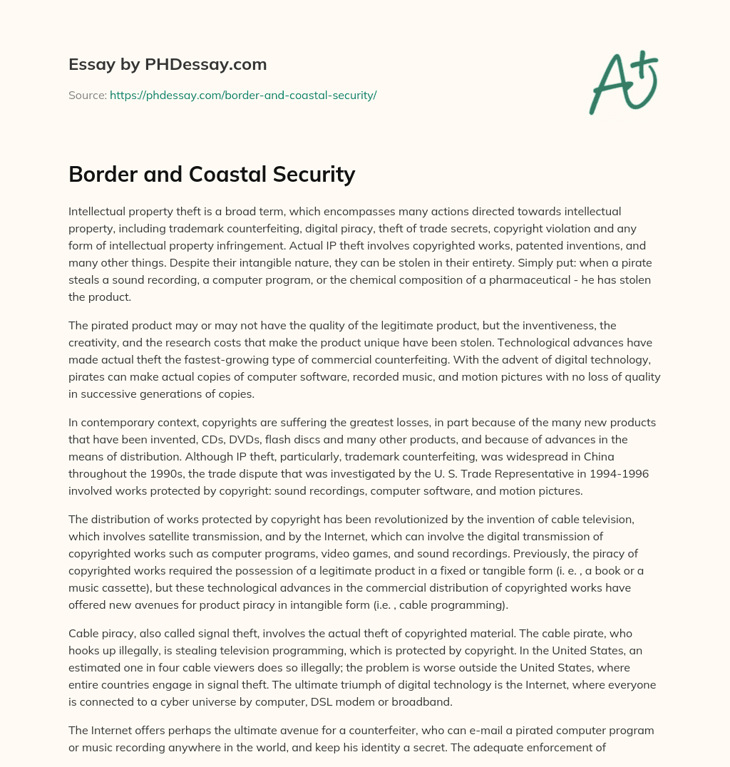 Border and Coastal Security essay