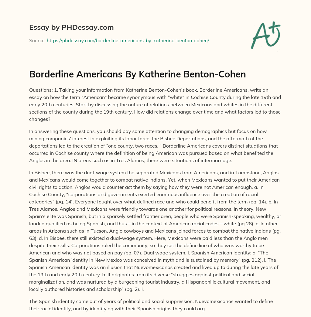 Borderline Americans By Katherine Benton-Cohen essay