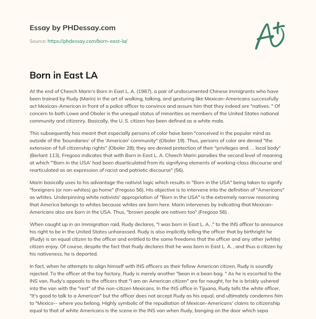 Born in East LA essay