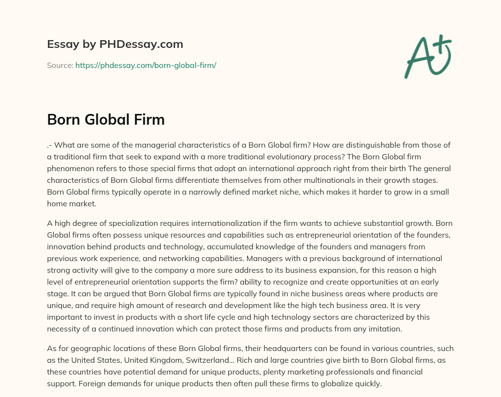 Born Global Firm essay