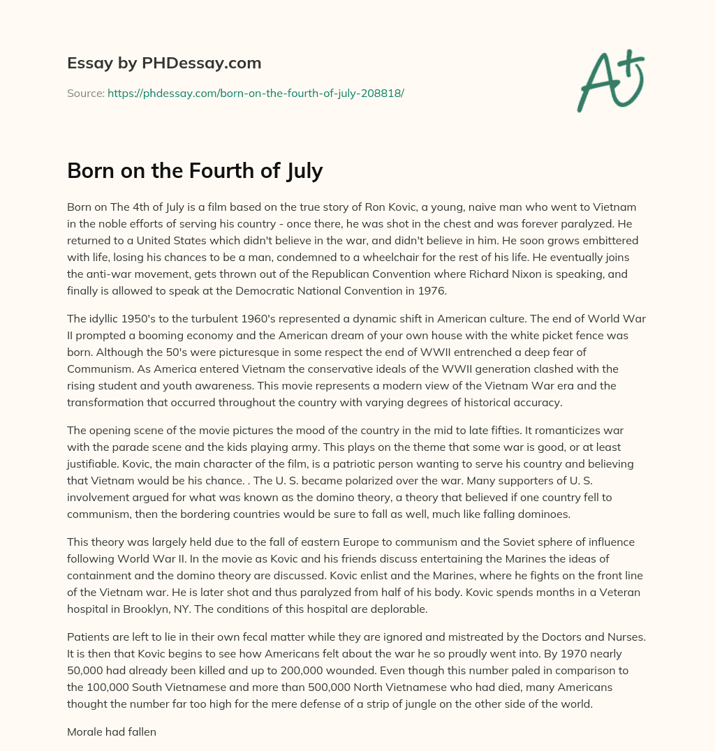 Born on the Fourth of July essay