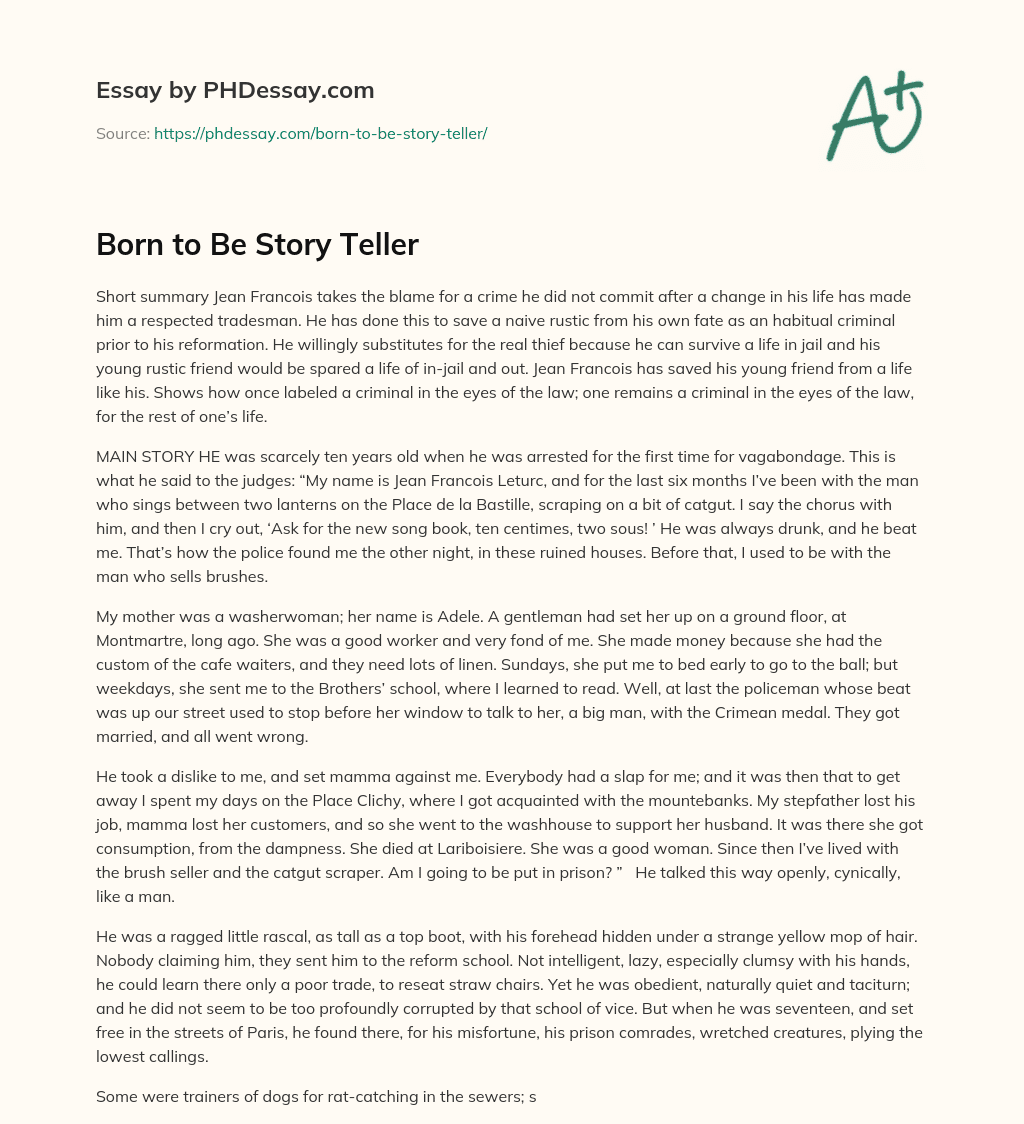 Born to Be Story Teller essay