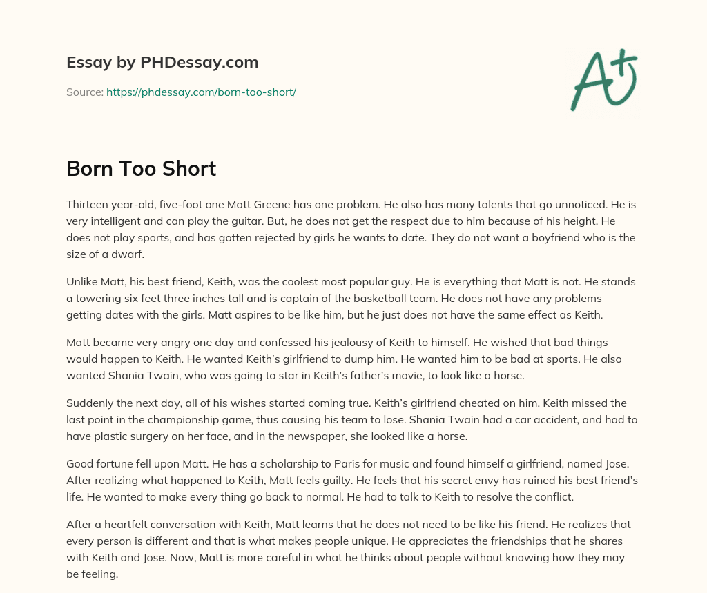 Born Too Short essay