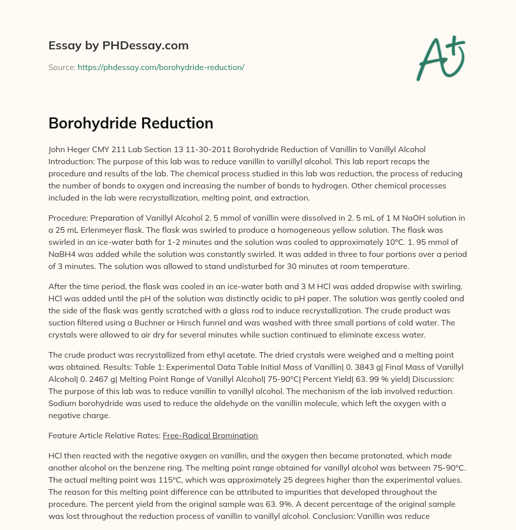 Borohydride Reduction essay