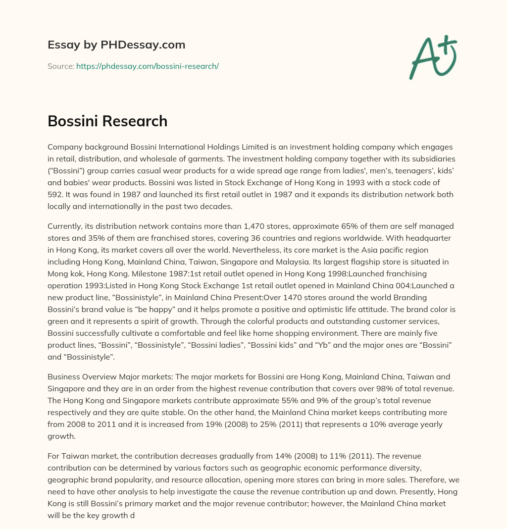 Bossini Research essay