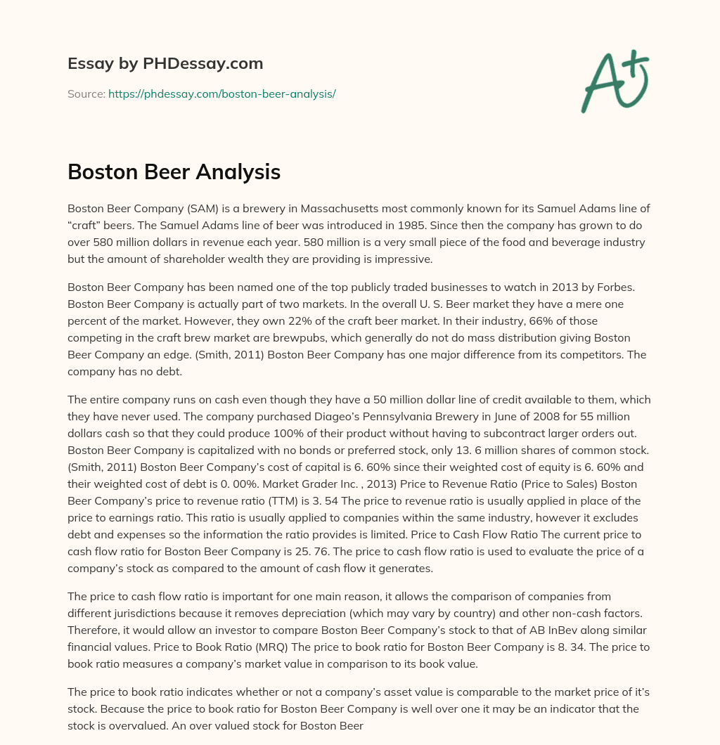 Boston Beer Analysis essay