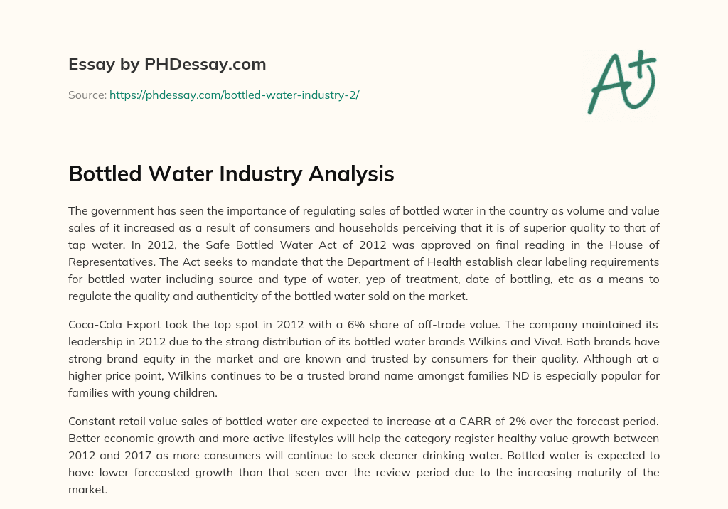 Bottled Water Industry Analysis essay