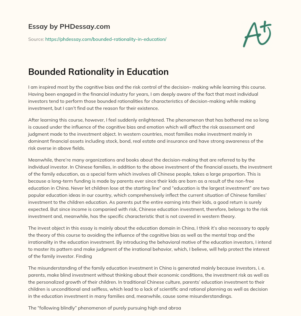 Bounded Rationality in Education essay