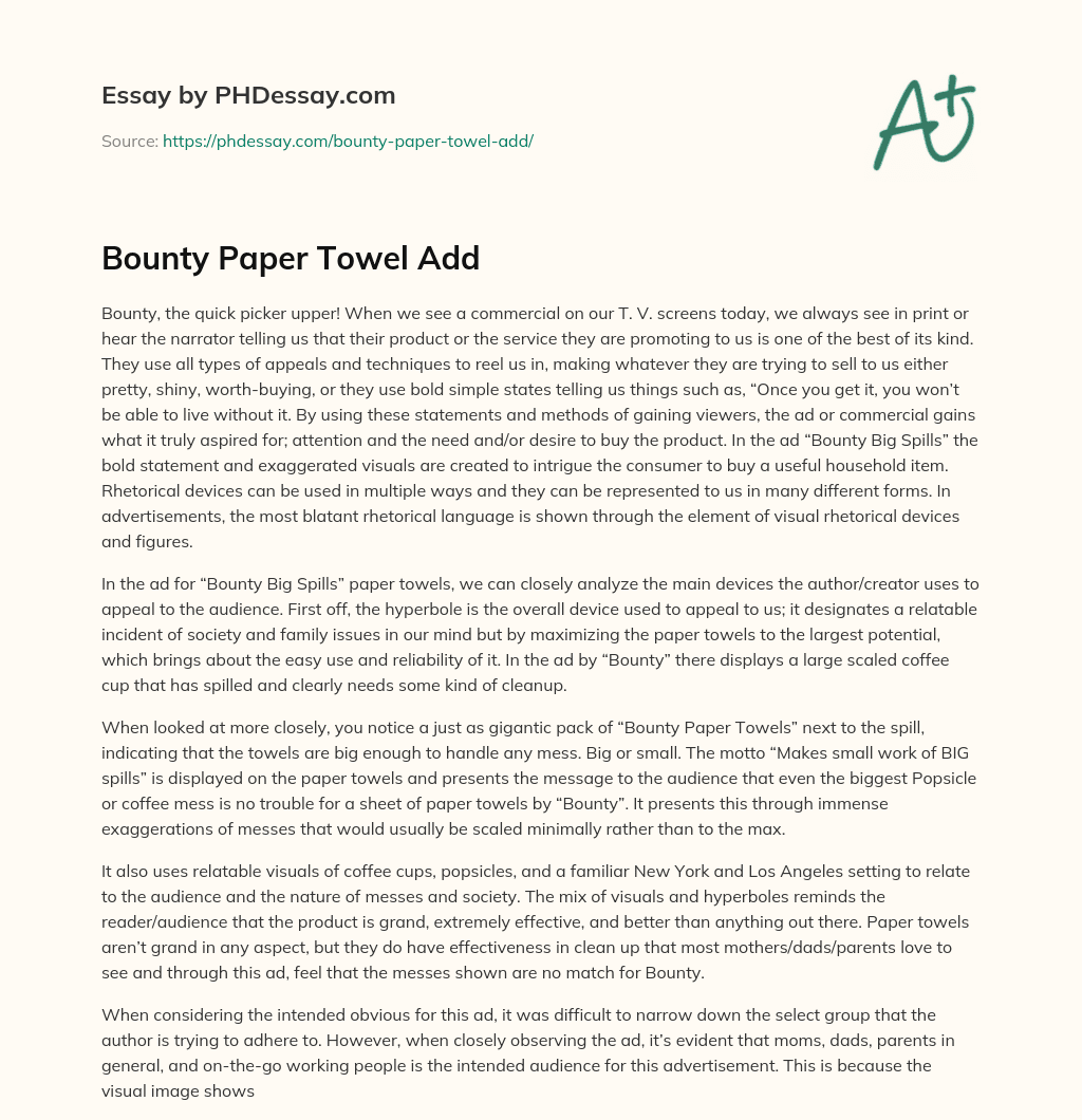 Bounty Paper Towel Add essay