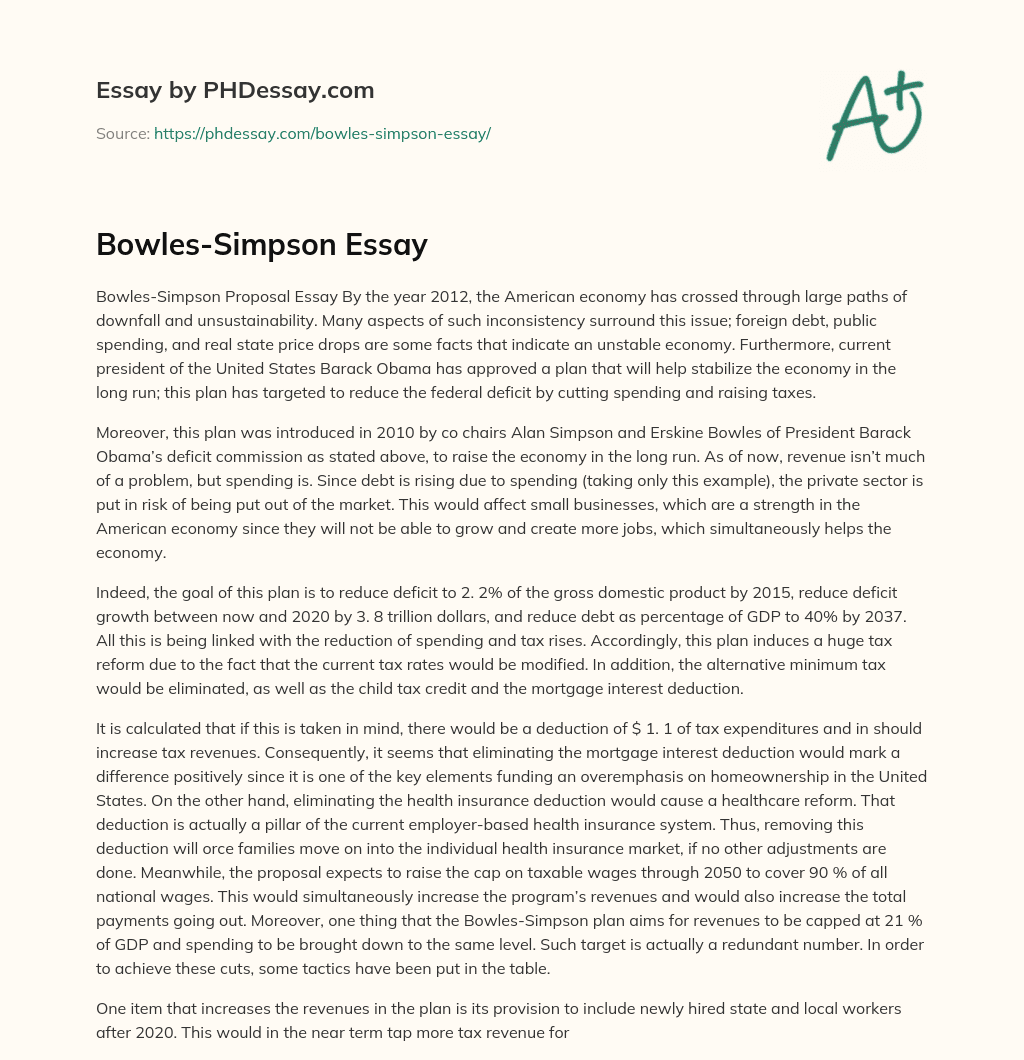 Bowles-Simpson Essay essay