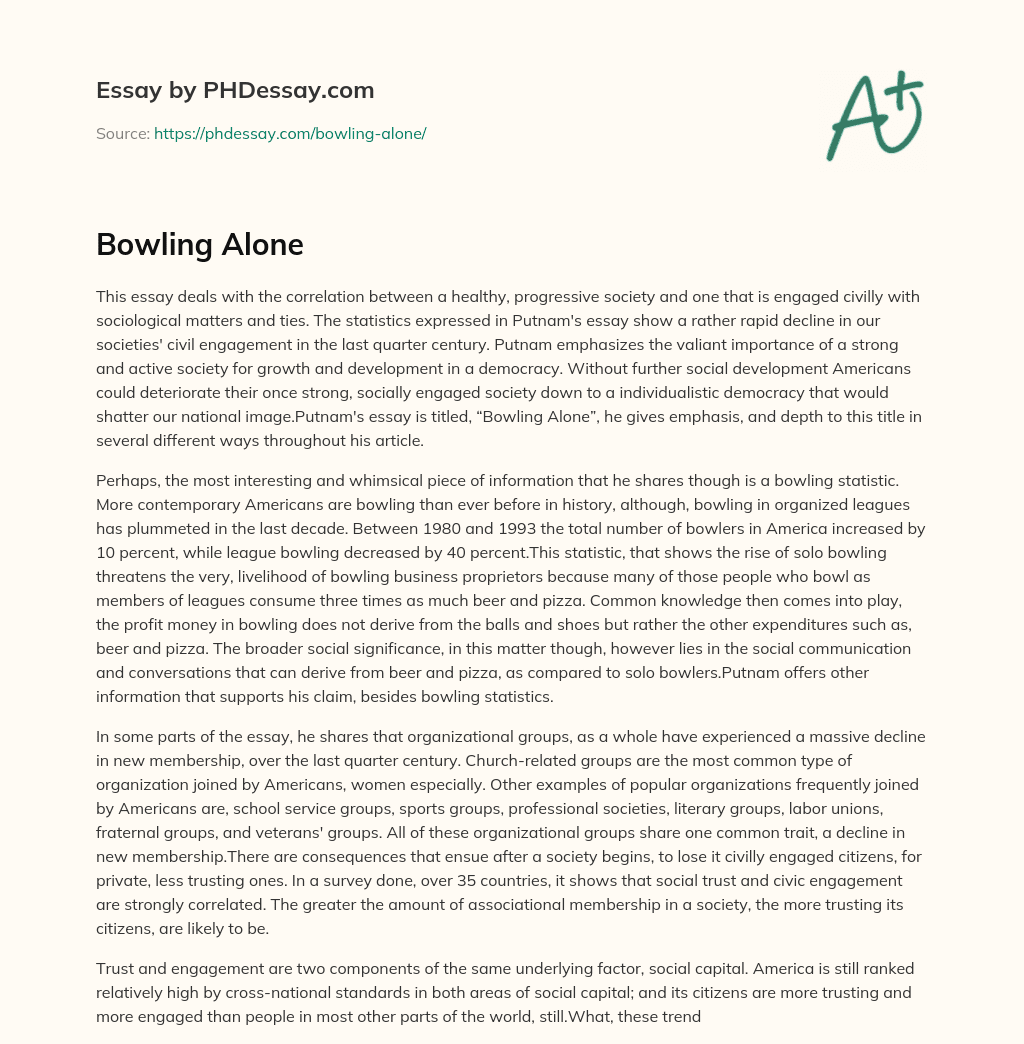Bowling Alone essay