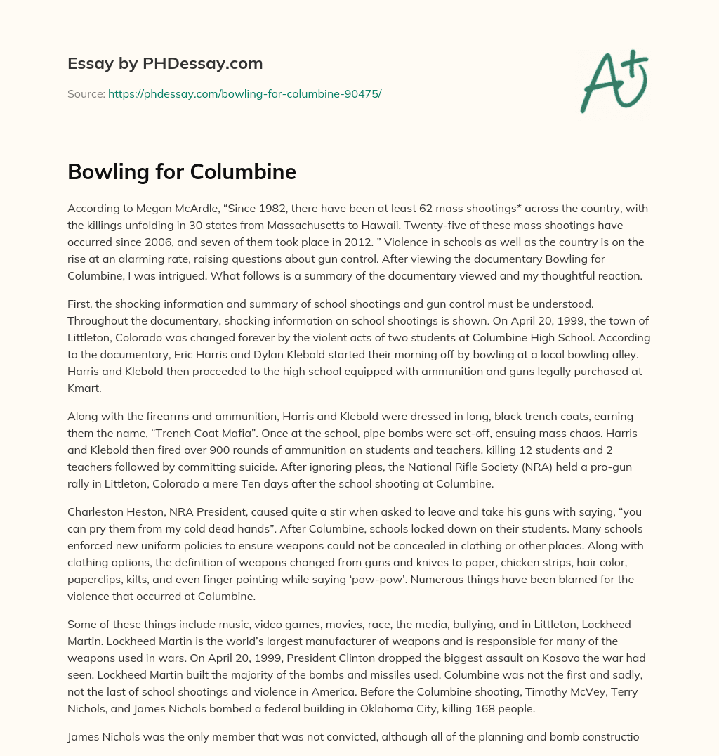 Bowling for Columbine essay