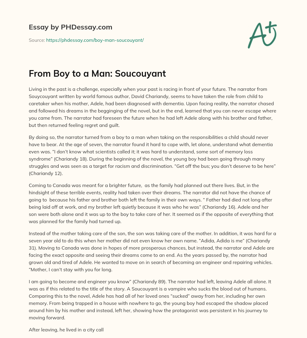 From Boy to a Man: Soucouyant essay