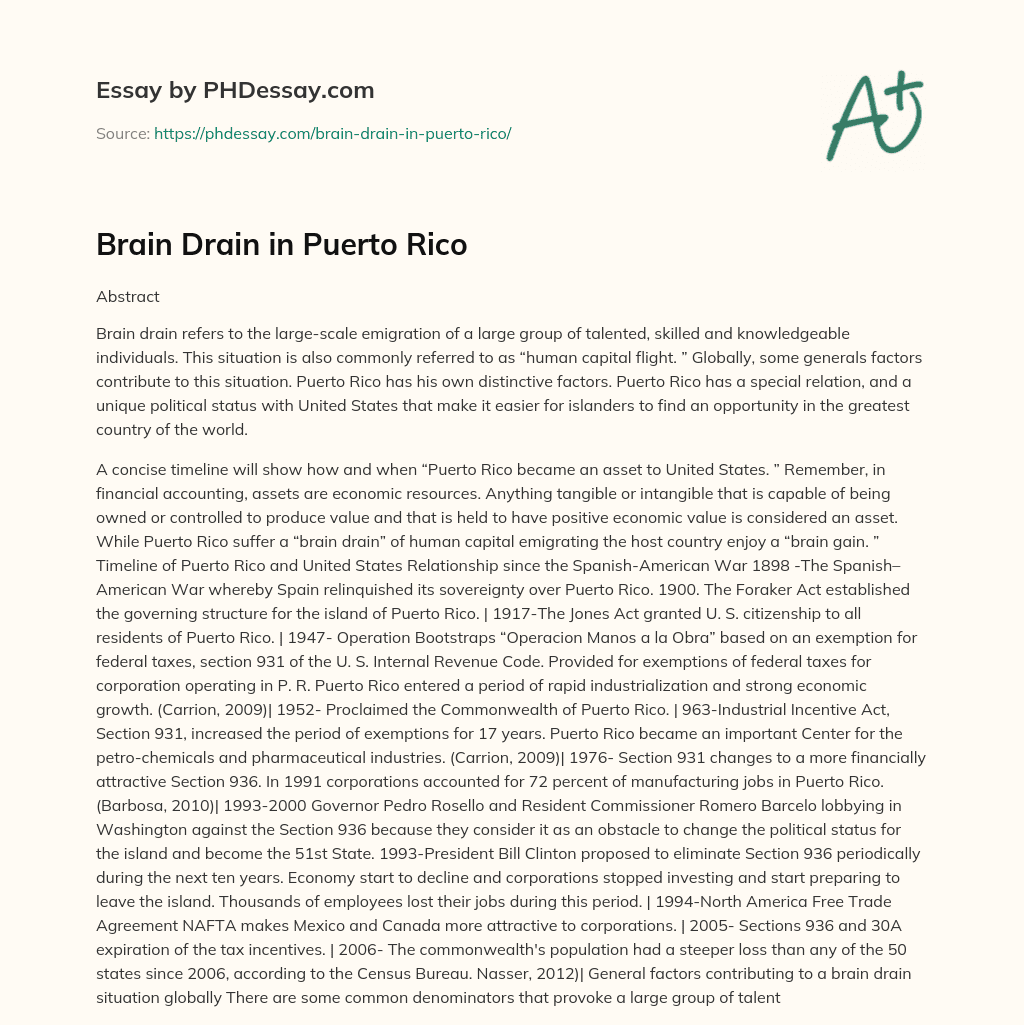 Brain Drain in Puerto Rico essay