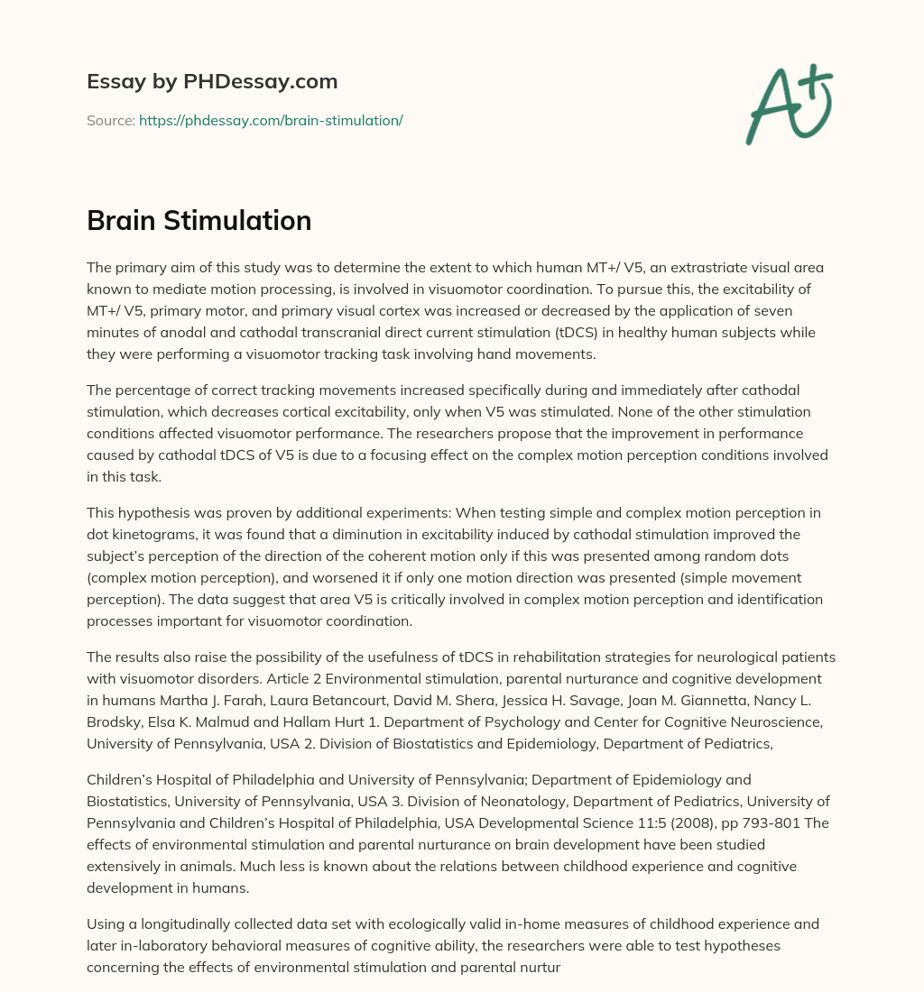 Brain Stimulation essay