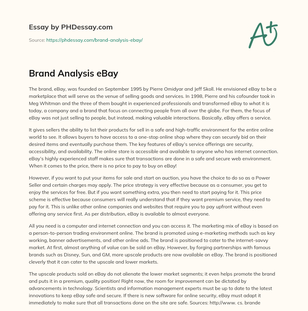 Brand Analysis  eBay essay