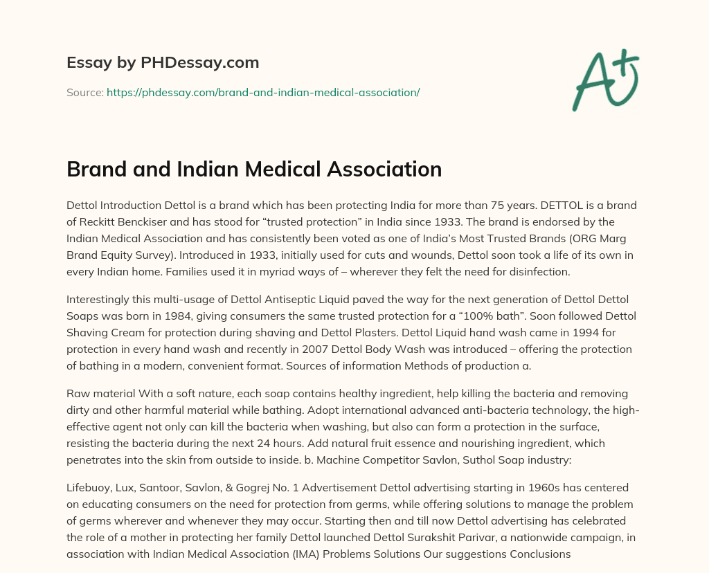 Brand and Indian Medical Association essay
