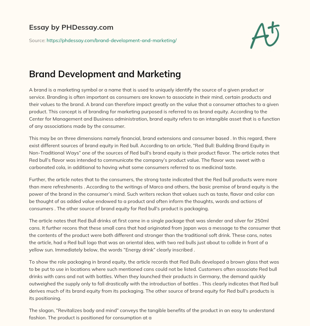 Brand Development and Marketing essay