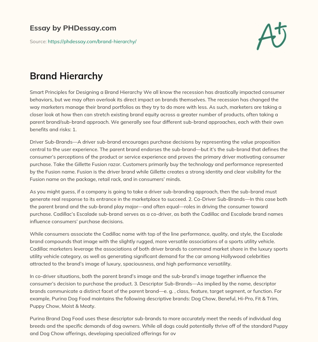 Brand Hierarchy essay