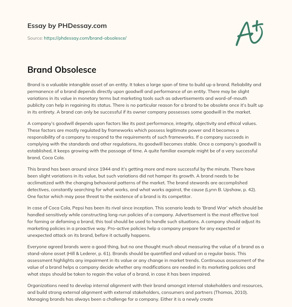 Brand Obsolesce essay