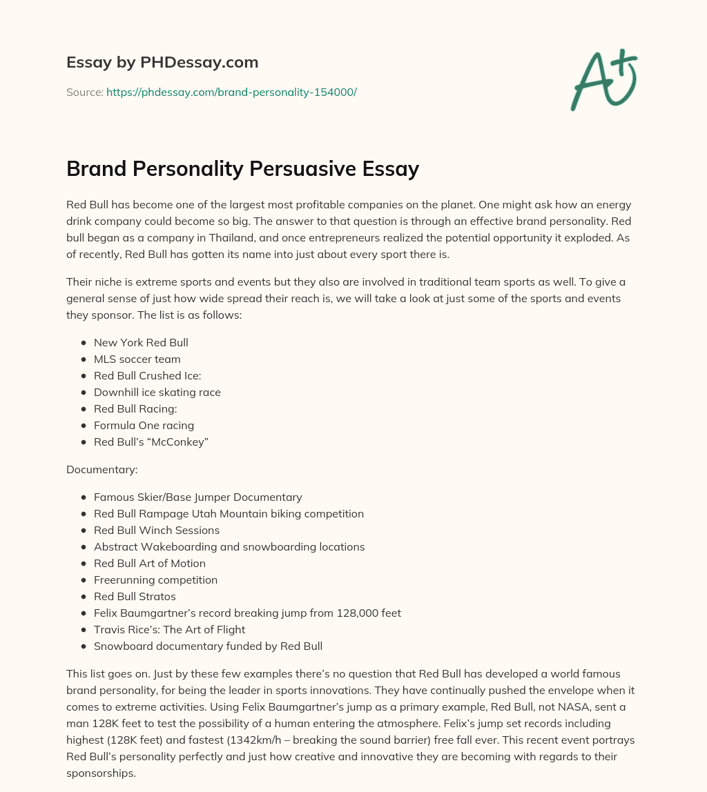 Brand Personality Persuasive Essay essay