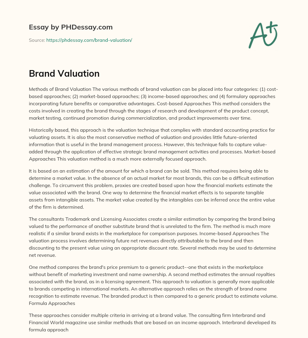 Brand Valuation essay