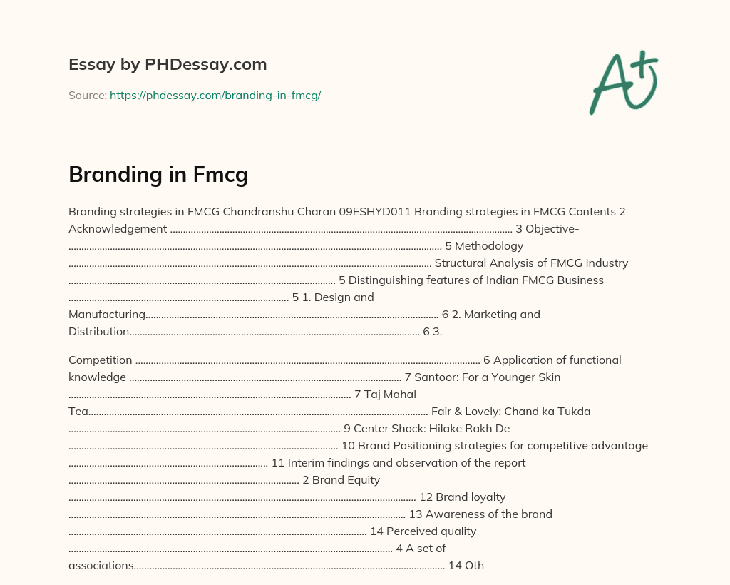 Branding in Fmcg essay