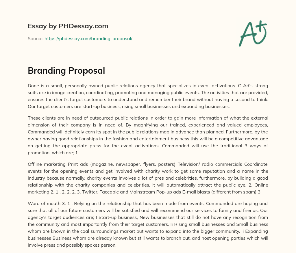 Branding Proposal essay