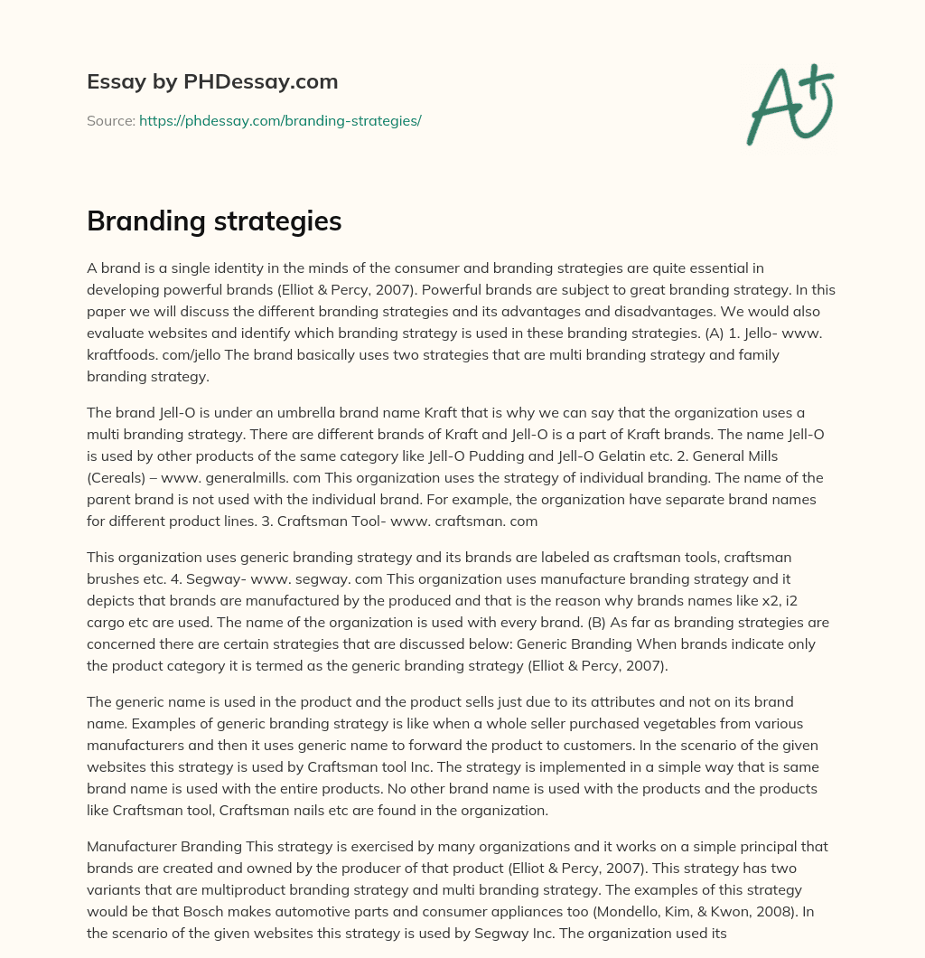 Branding strategies essay