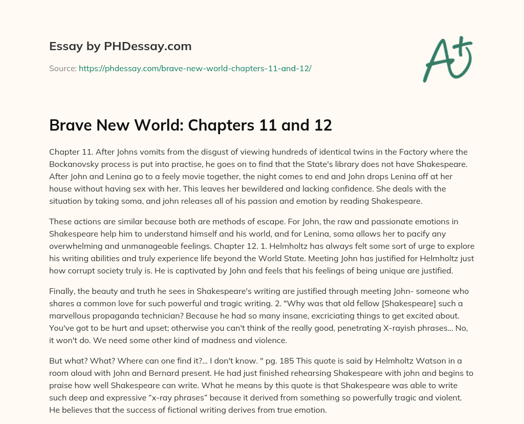 brave new world ap lit essay