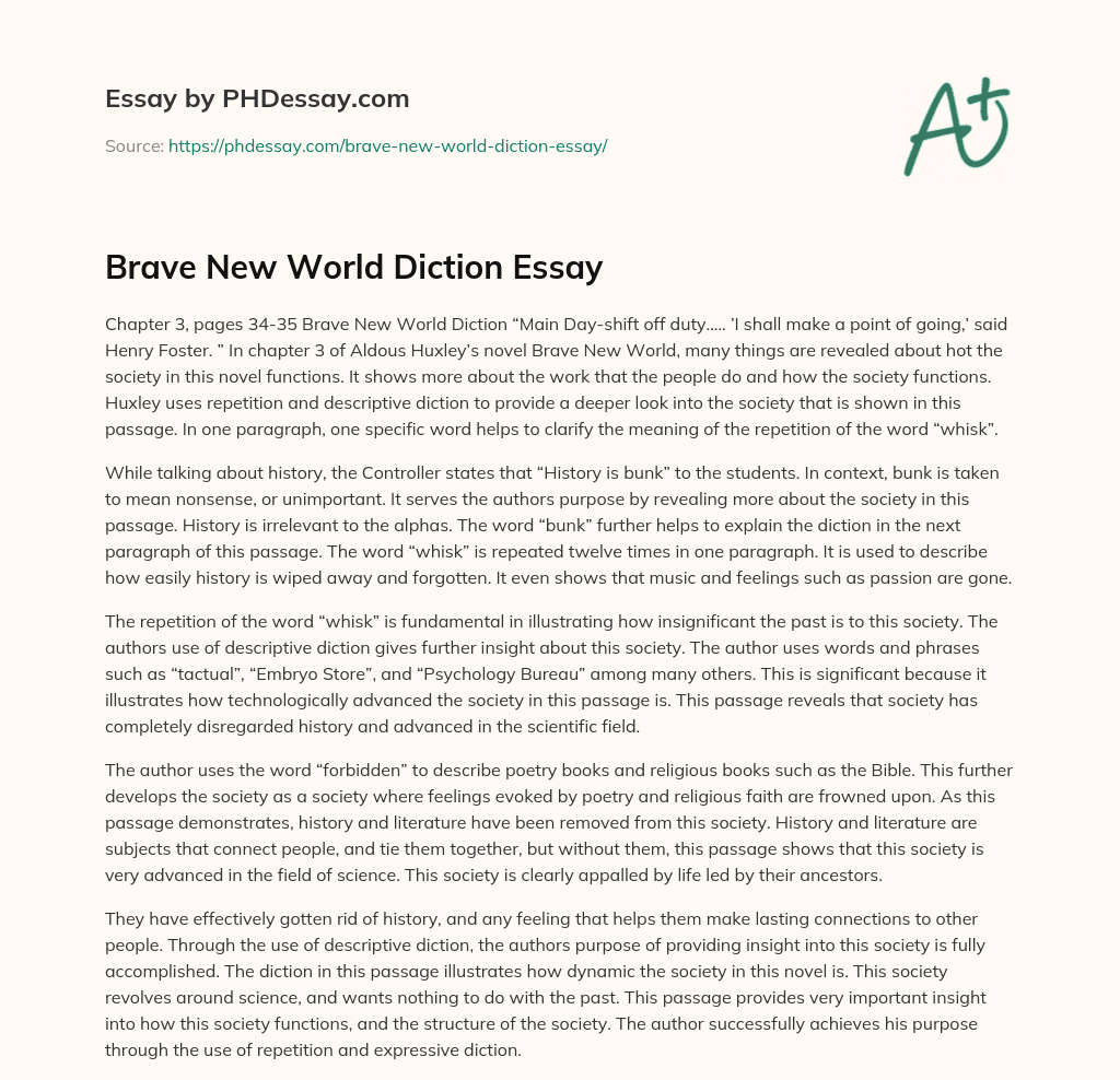 brave new world theme essay