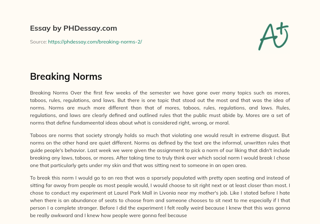Breaking Norms essay