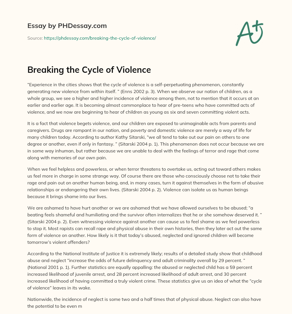 Breaking the Cycle of Violence essay