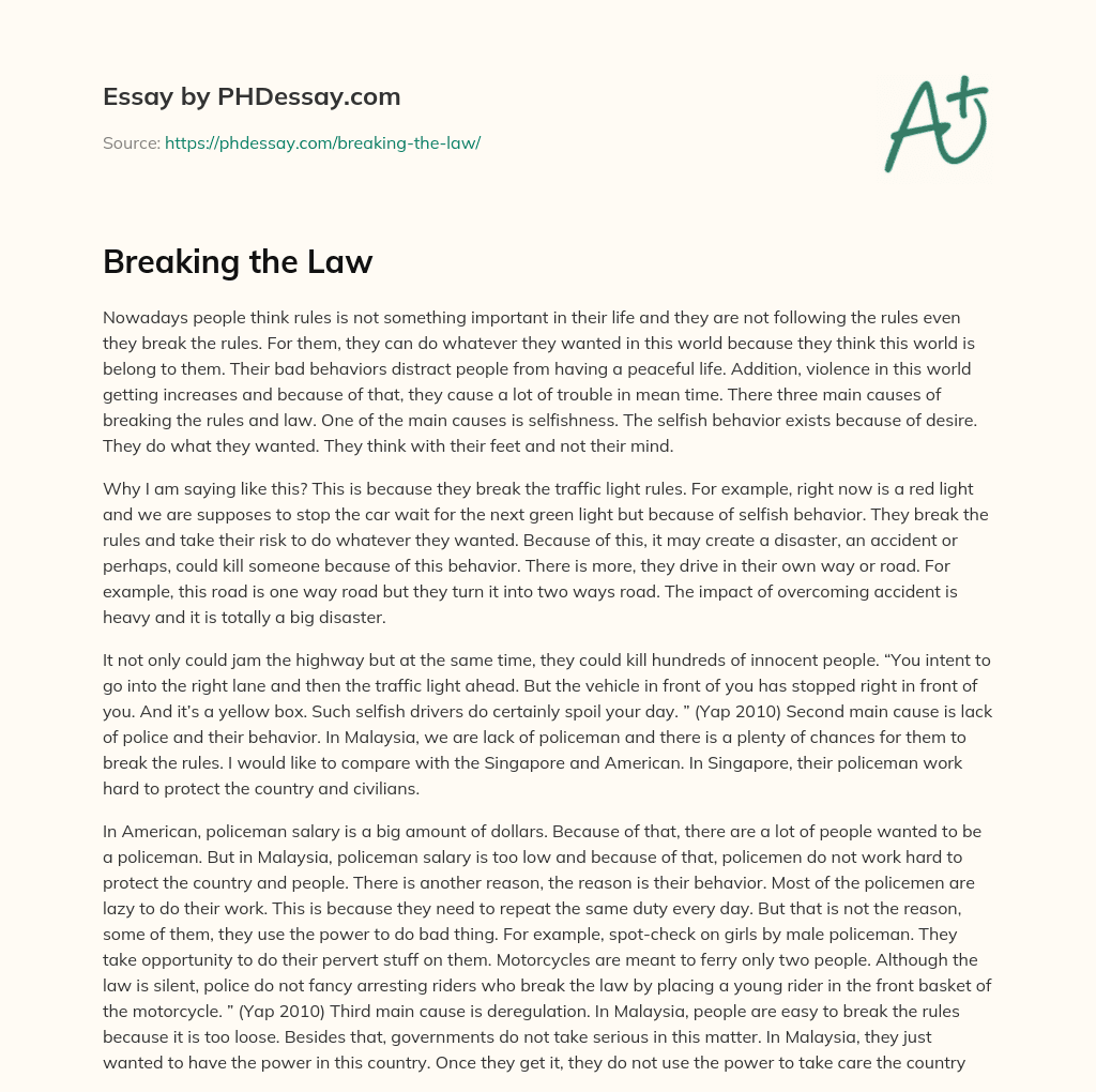 Breaking the Law essay