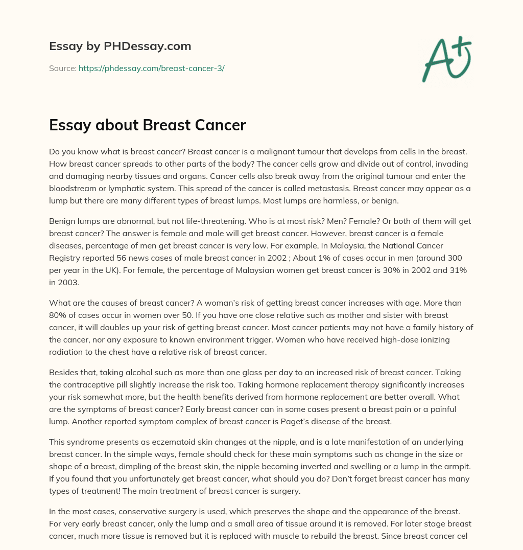 Essay about Breast Cancer essay